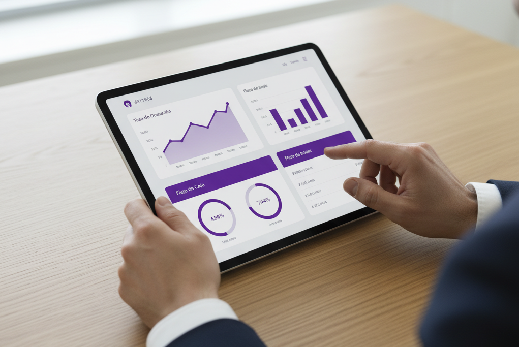 Optimización de la gestión de clínicas dentales mediante un dashboard de KPIs en una tablet.